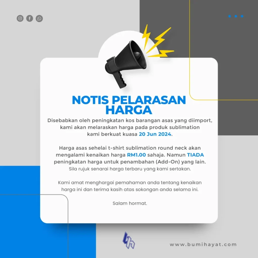 Notice for increased price rate.